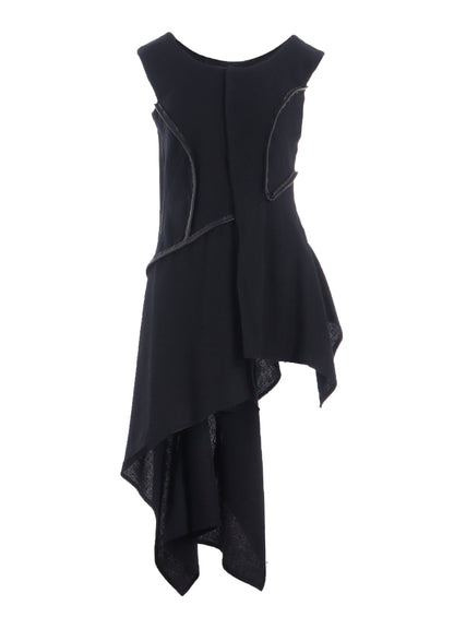 WOOL VIYELLA LEATHER PIPING DRESS