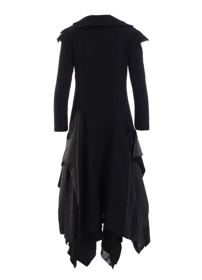 WOOL VIYELLA DRAPED FLARE DRESS