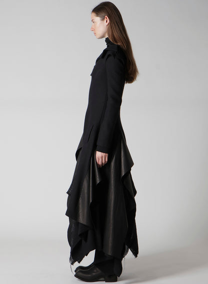 WOOL VIYELLA DRAPED FLARE DRESS