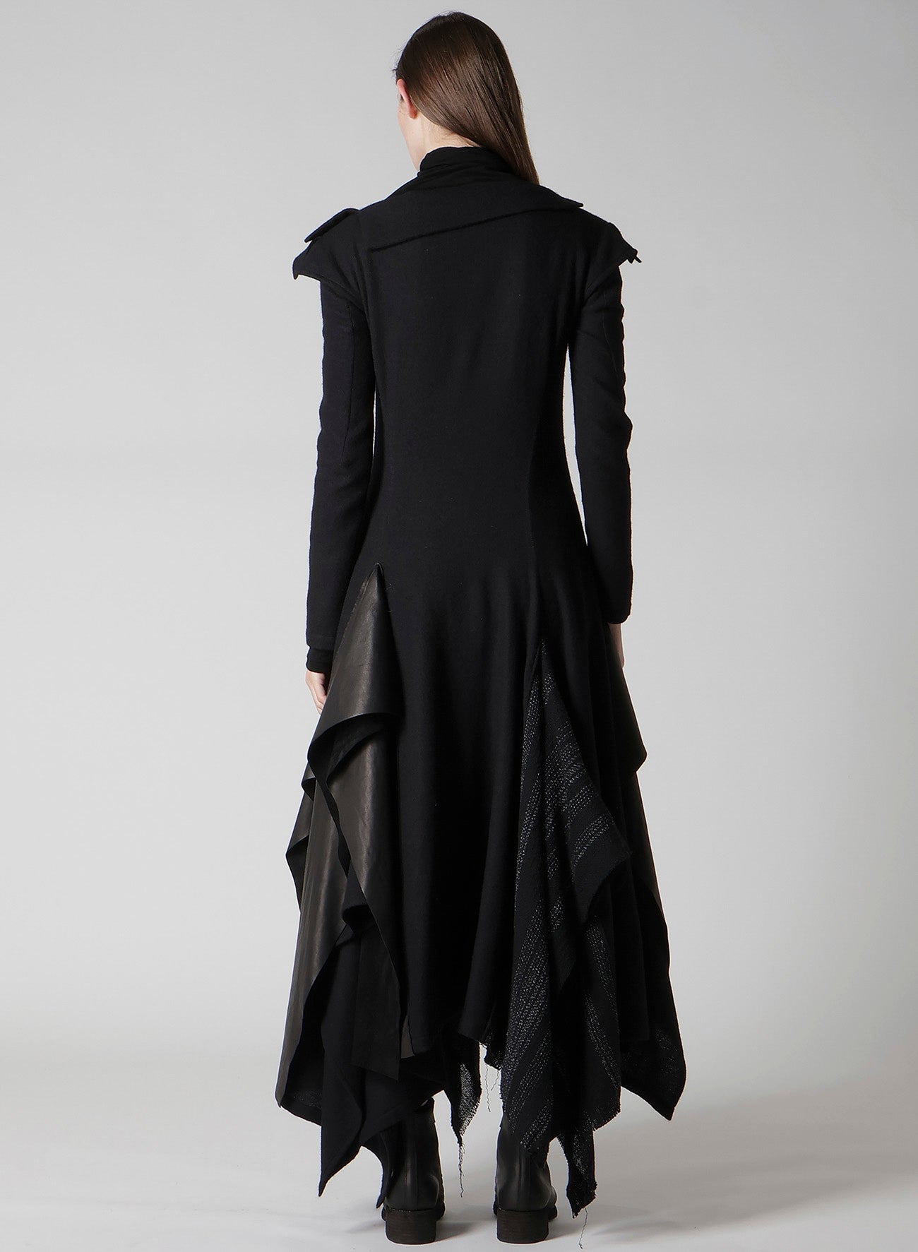 WOOL VIYELLA DRAPED FLARE DRESS