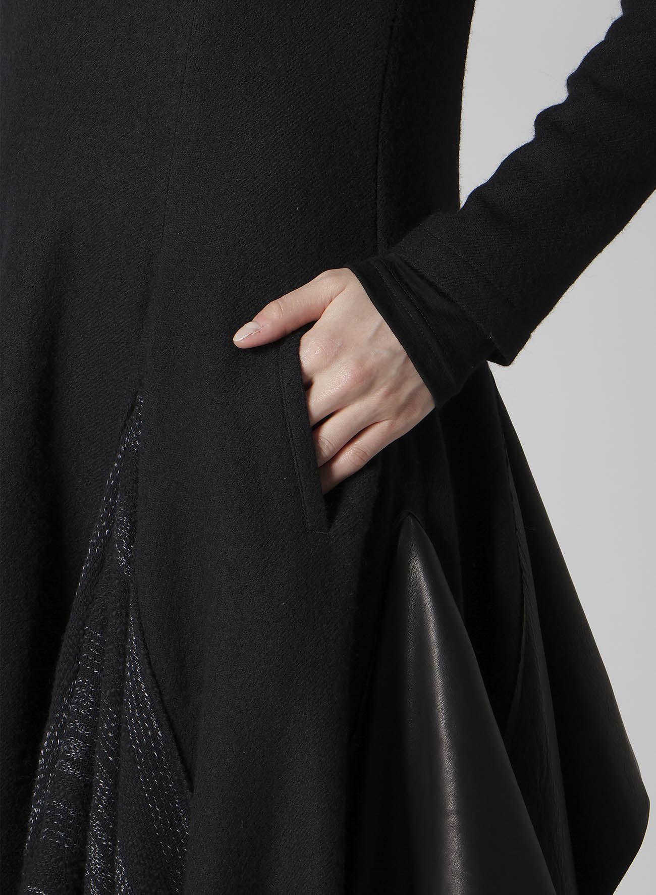 WOOL VIYELLA DRAPED FLARE DRESS