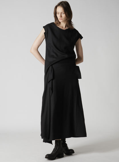 VISCOSE TWILL R DRAPED LONG DRESS