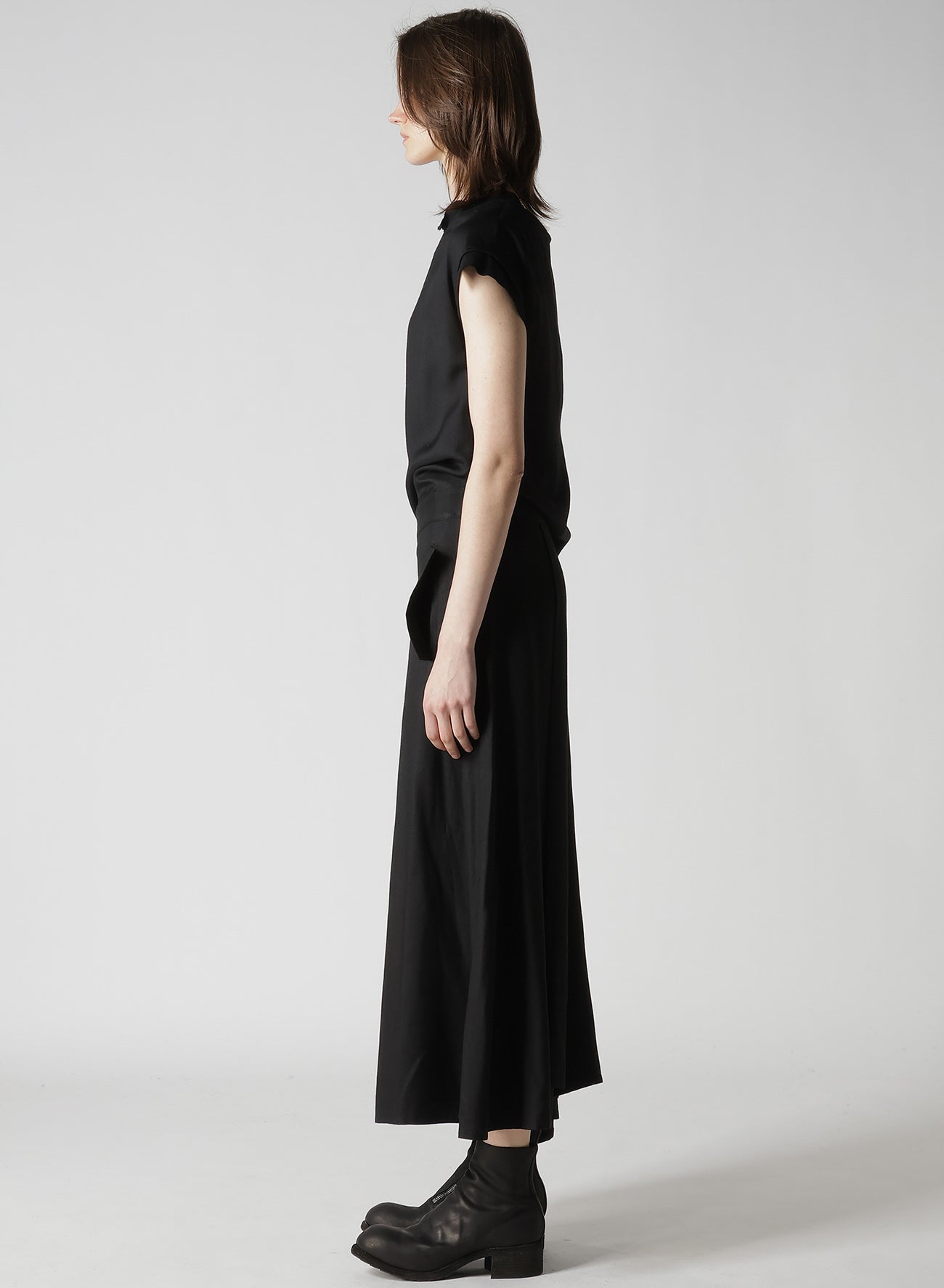 VISCOSE TWILL R DRAPED LONG DRESS