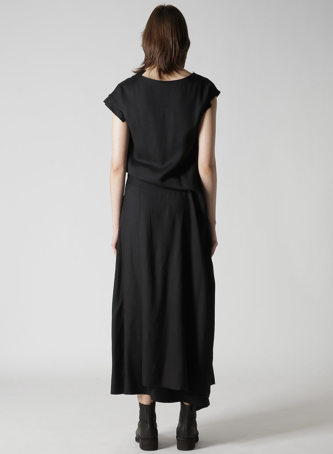 VISCOSE TWILL R DRAPED LONG DRESS