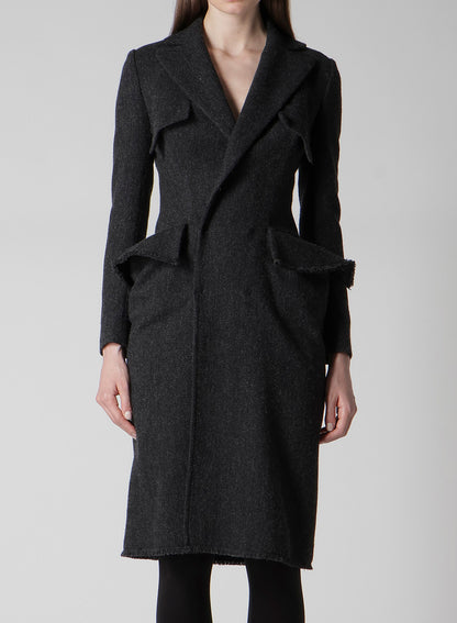 TWEED CLOTH FLAP DETAIL SLIM DRESS