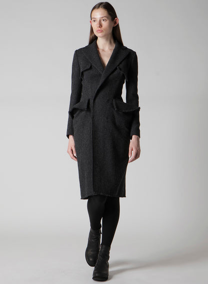 TWEED CLOTH FLAP DETAIL SLIM DRESS