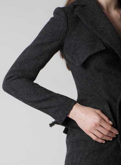 TWEED CLOTH FLAP DETAIL SLIM DRESS