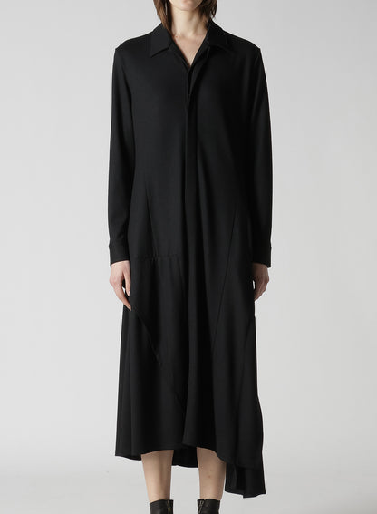 WASHABLE WOOL O COLLAR SHIRT DRESS