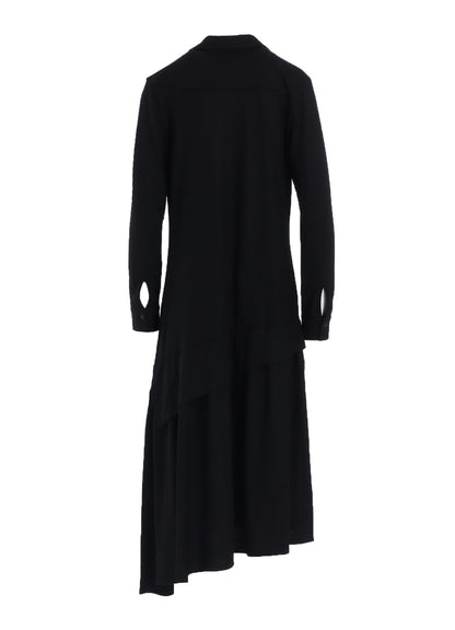 WASHABLE WOOL O COLLAR SHIRT DRESS