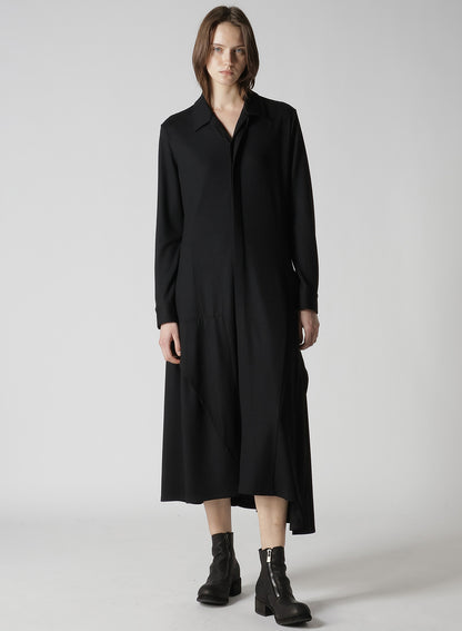 WASHABLE WOOL O COLLAR SHIRT DRESS