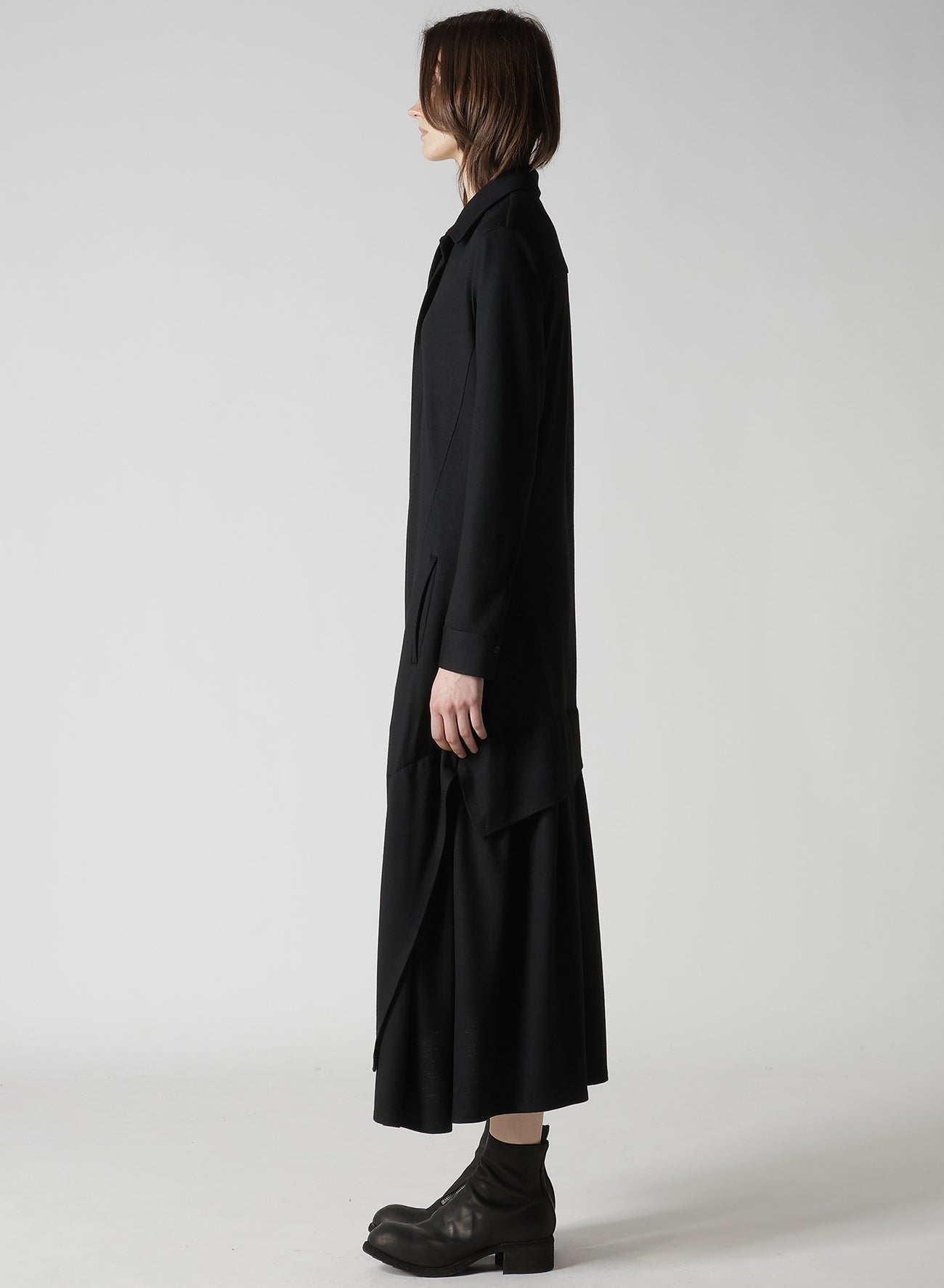 WASHABLE WOOL O COLLAR SHIRT DRESS