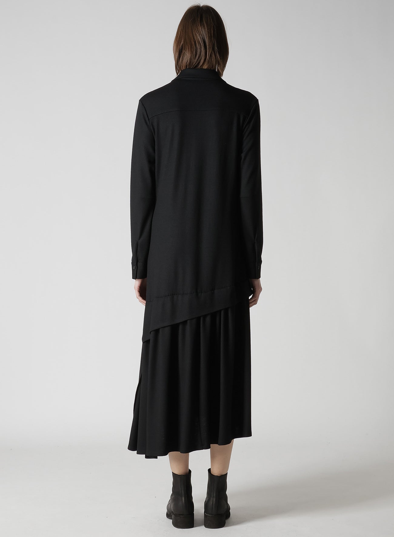 WASHABLE WOOL O COLLAR SHIRT DRESS