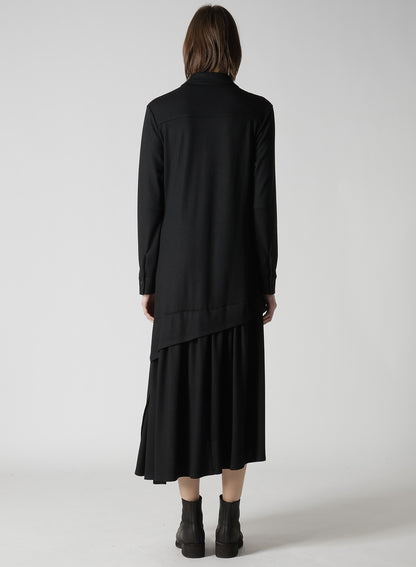 WASHABLE WOOL O COLLAR SHIRT DRESS