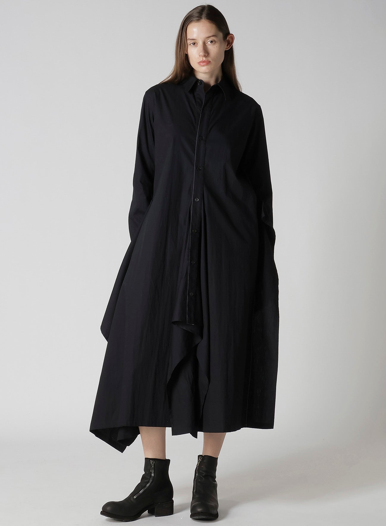 COTTON BROAD DRAPED SHIRT DRESS