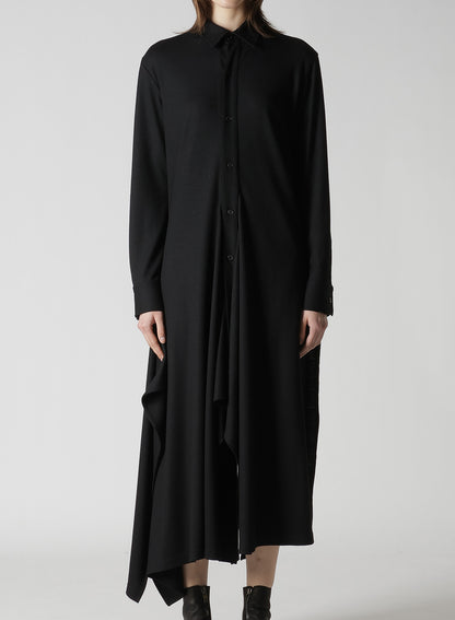 WASHABLE WOOL DRAPED SHIRT DRESS