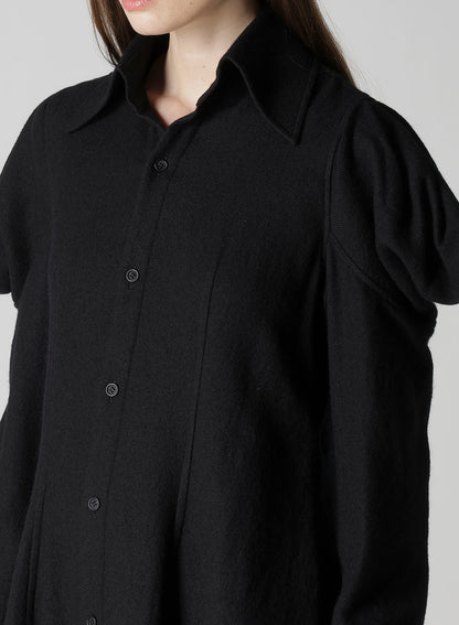 WOOL VIYELLA PUFFED SLEEVES SHIRT DRESS