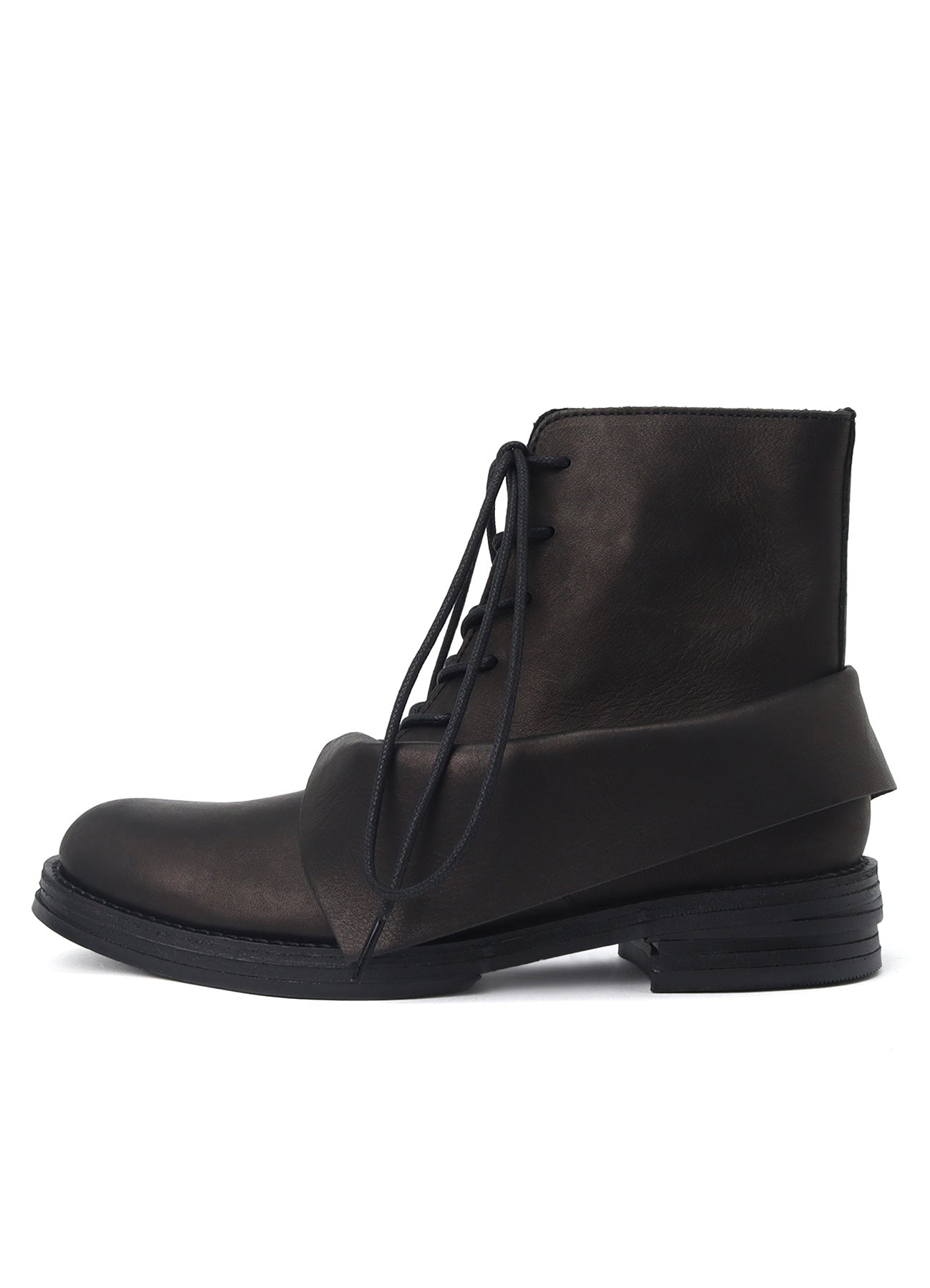 UNEVEN DYED LEATHER LACE-UP BOOTS
