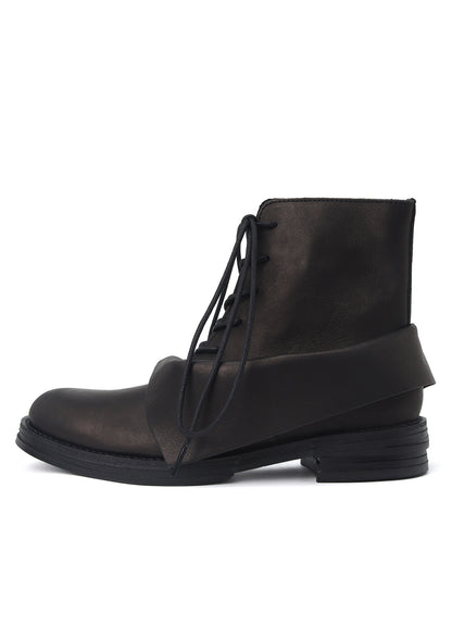 UNEVEN DYED LEATHER LACE-UP BOOTS