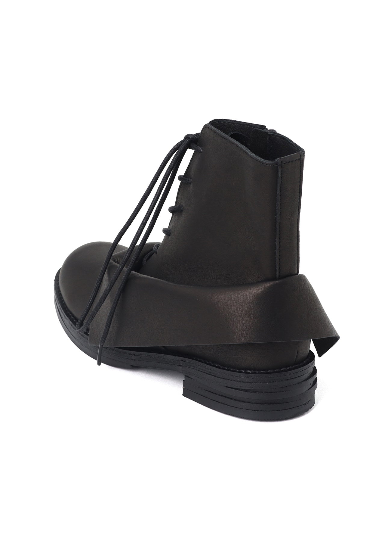UNEVEN DYED LEATHER LACE-UP BOOTS