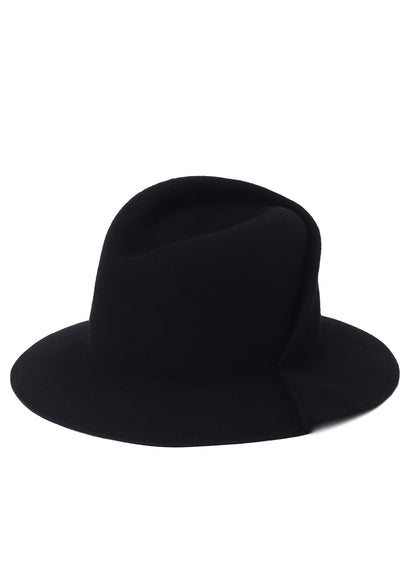 HAT MATERIAL BK TUCKED FEDORA