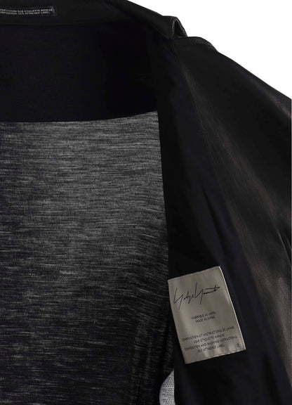 HORSE LEATHER TUCKED SLV BELTED JACKET