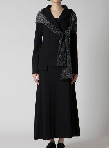 SOFT WOLLEN 1/14 FABRIC COMBI O COLLAR JACKET