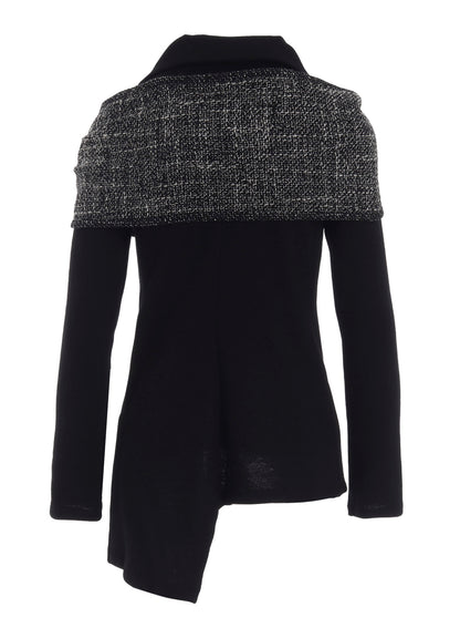 SOFT WOLLEN 1/14 FABRIC COMBI O COLLAR JACKET