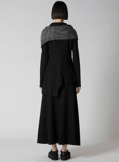 SOFT WOLLEN 1/14 FABRIC COMBI O COLLAR JACKET