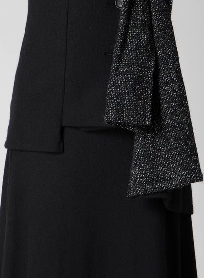 SOFT WOLLEN 1/14 FABRIC COMBI O COLLAR JACKET