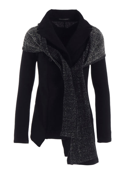 SOFT WOLLEN 1/14 FABRIC COMBI O COLLAR JACKET