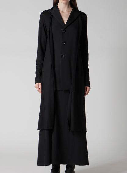 WASHABLE WOOL FABRIC COMBI LONG JACKET