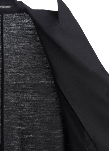 WASHABLE WOOL FABRIC COMBI LONG JACKET