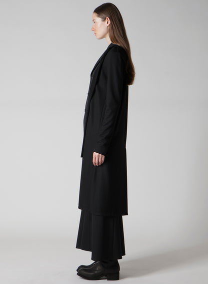 WASHABLE WOOL FABRIC COMBI LONG JACKET
