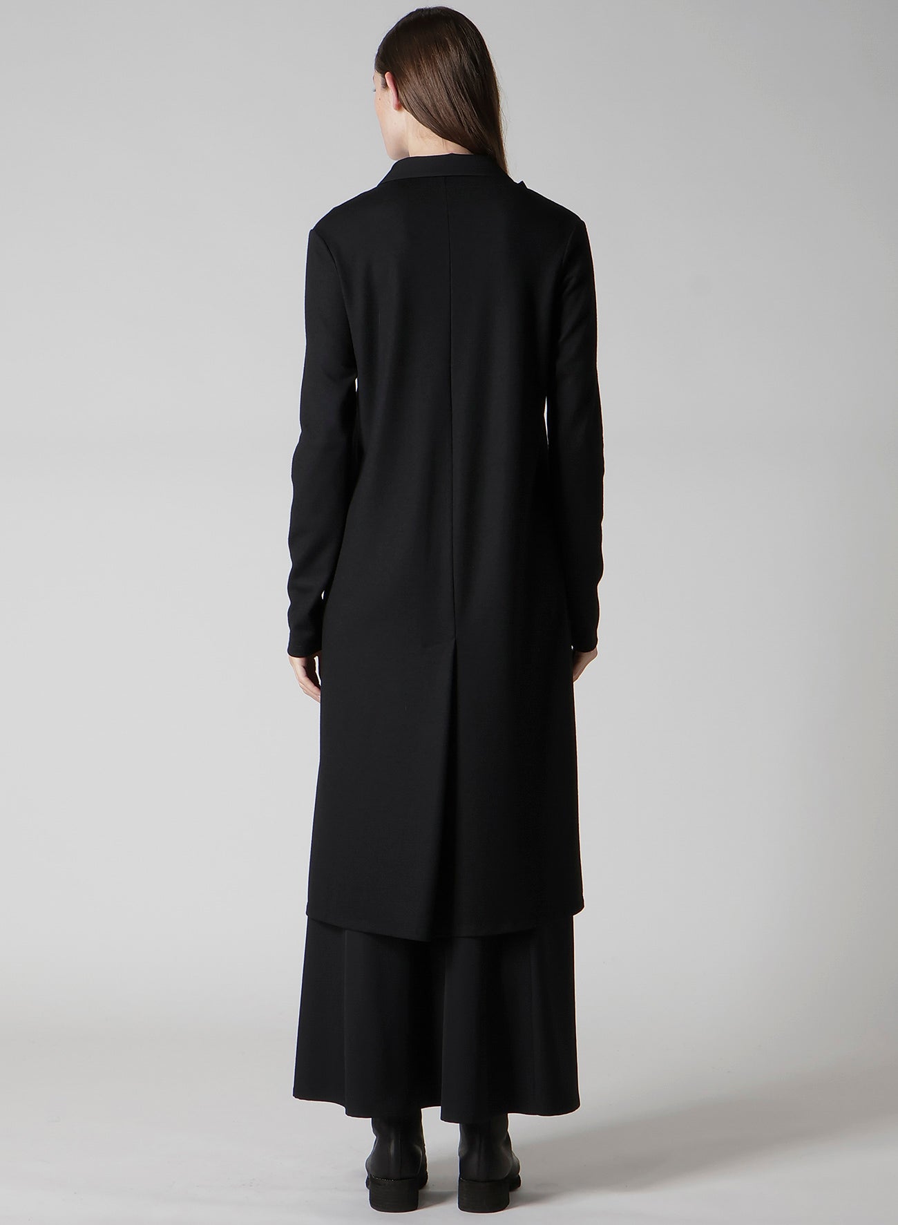 WASHABLE WOOL FABRIC COMBI LONG JACKET