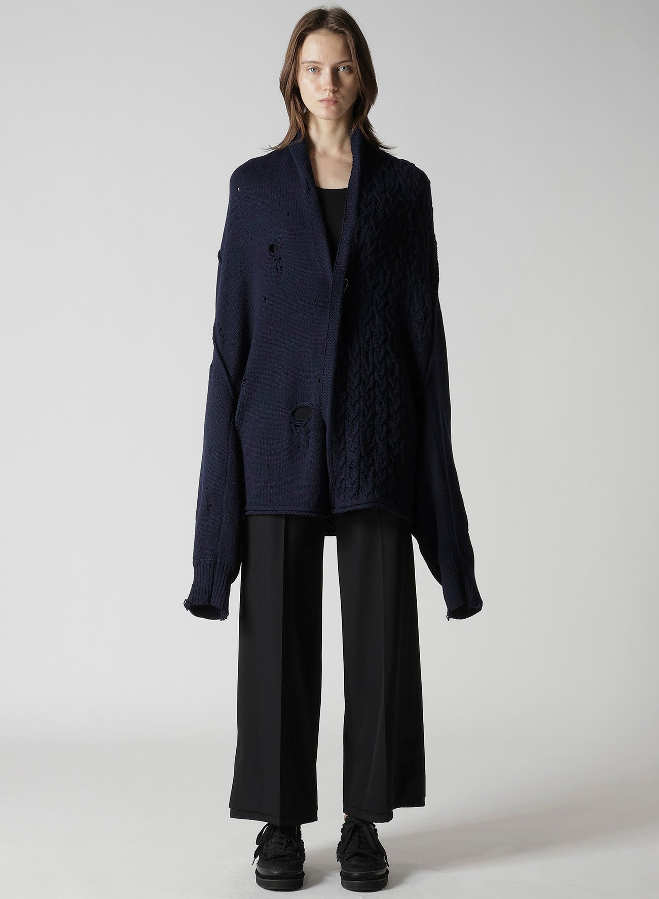 5G1P COMBINATION PATTERN DAMAGED DETAIL CARDIGAN – THE SHOP YOHJI