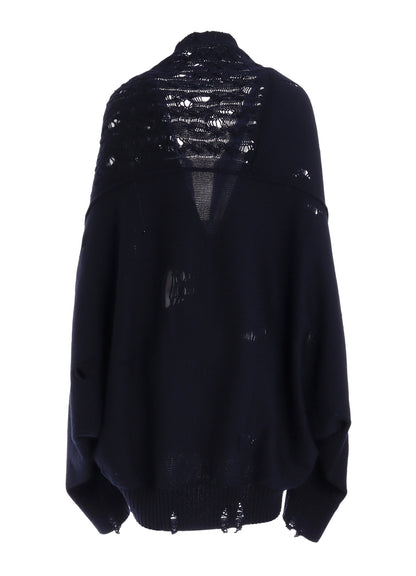 5G1P COMBINATION PATTERN DAMAGED DETAIL CARDIGAN