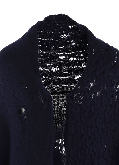 5G1P COMBINATION PATTERN DAMAGED DETAIL CARDIGAN