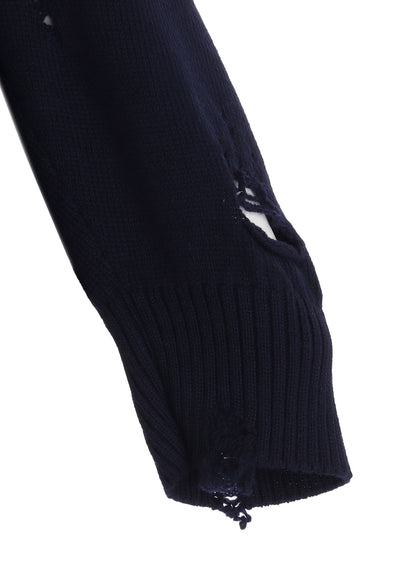 5G1P COMBINATION PATTERN DAMAGED DETAIL CARDIGAN