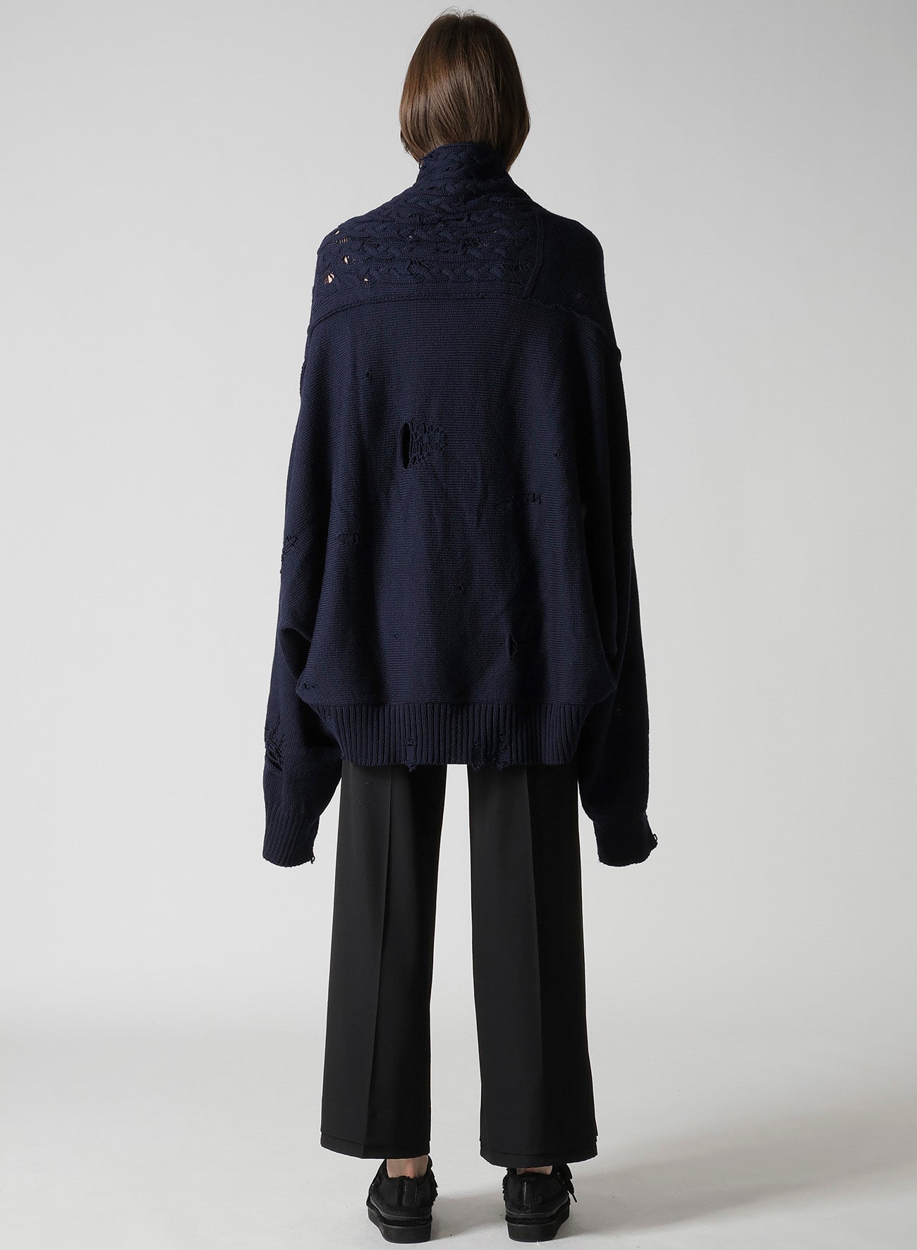 5G1P COMBINATION PATTERN DAMAGED DETAIL CARDIGAN