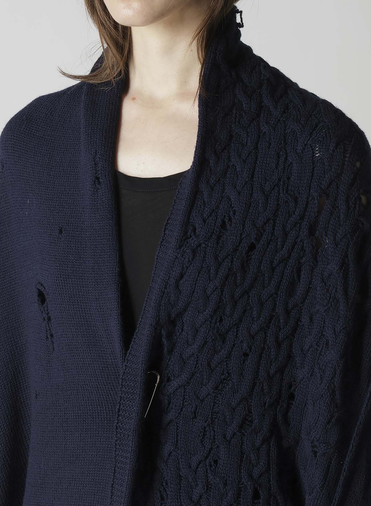 5G1P COMBINATION PATTERN DAMAGED DETAIL CARDIGAN