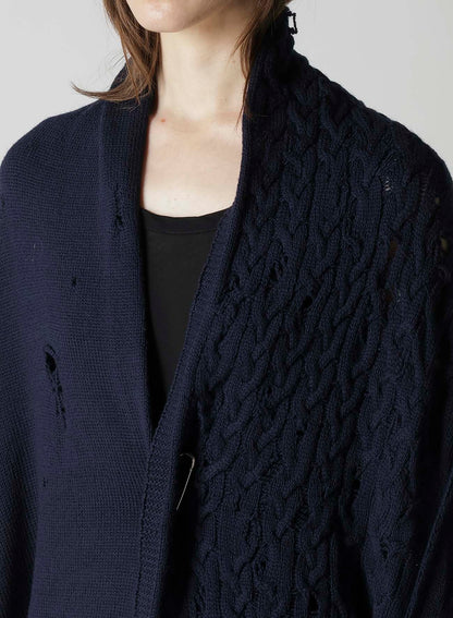 5G1P COMBINATION PATTERN DAMAGED DETAIL CARDIGAN