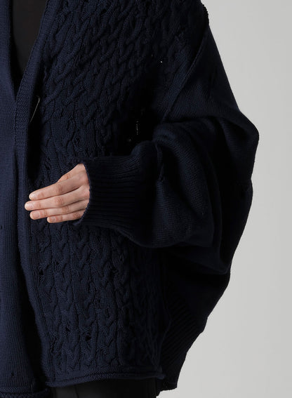 5G1P COMBINATION PATTERN DAMAGED DETAIL CARDIGAN