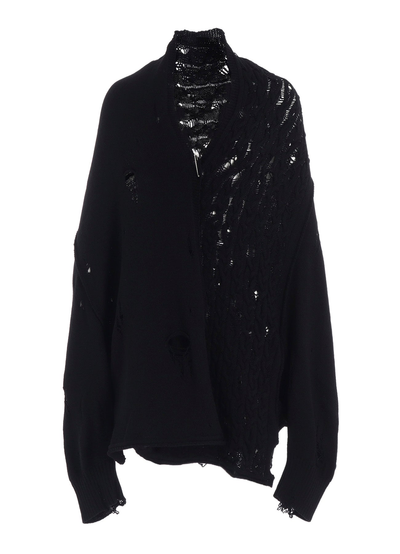 5G1P COMBINATION PATTERN DAMAGED DETAIL CARDIGAN