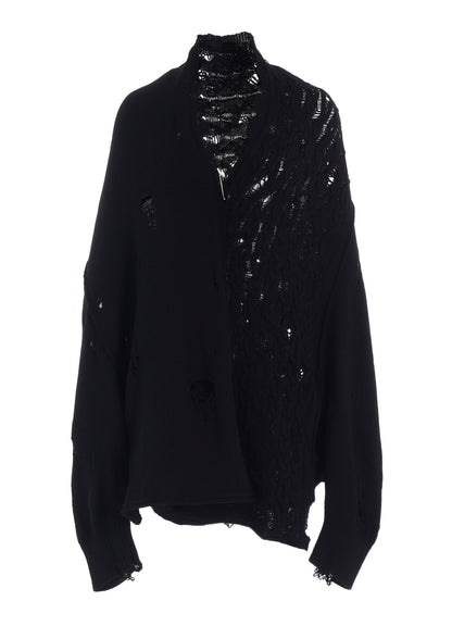 5G1P COMBINATION PATTERN DAMAGED DETAIL CARDIGAN