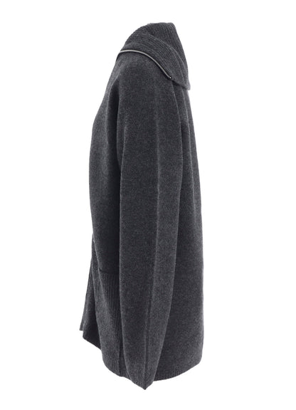 5G3P PLAIN STITCH 1x1 RIB BIG HIGH NECK ZIP CARDIGAN