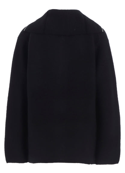 5G3P PLAIN STITCH 1x1 RIB BIG HIGH NECK ZIP CARDIGAN