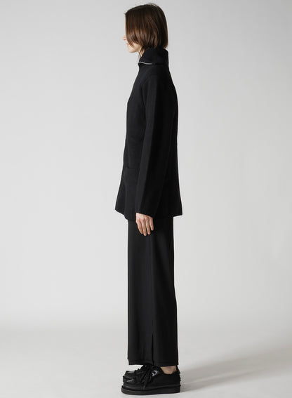 5G3P PLAIN STITCH 1x1 RIB BIG HIGH NECK ZIP CARDIGAN