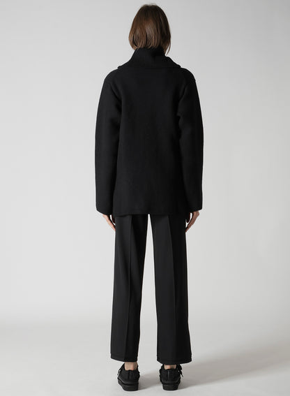 5G3P PLAIN STITCH 1x1 RIB BIG HIGH NECK ZIP CARDIGAN