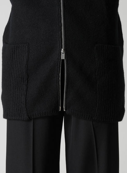 5G3P PLAIN STITCH 1x1 RIB BIG HIGH NECK ZIP CARDIGAN