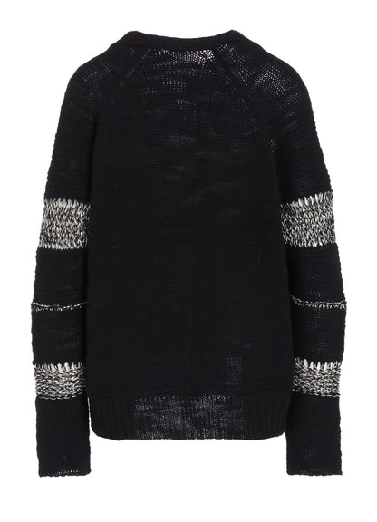 PLAIN STITCH COLOR COMBI V NECK CARDIGAN